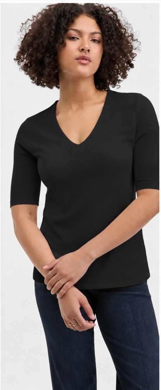 Liverpool Los Angeles Women's V-Neck Elbow-Sleeve Top Size M